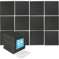 Harbour Housewares 24x Acoustic Panels - 2.5 x 30 x 30cm Sound Damp Studio Foam Tile Pads in Black | Size: 2.5 x 30 x 30 cm