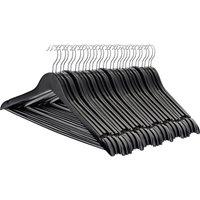 Harbour Housewares 30x Strong Wooden Coat Hangers with 360 Degree Rotatory Hook in Black | Size: 30 Pack