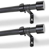 Harbour Housewares Extendable Metal Curtain Poles Kit - 77 to 250cm - Pack of 2 in Black