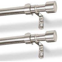 Harbour Housewares Extendable Metal Curtain Poles Kit - 77 to 250cm - Pack of 2 in Silver