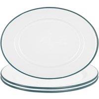 Argon Tableware White Enamel Serving Platters - 30.5cm x 22.5cm - Pack of 3 in Green | Size: 30.5 cm x 22.5 cm