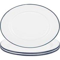 Argon Tableware White Enamel Serving Platters - 30.5cm x 22.5cm - Pack of 3 in Blue | Size: 30.5 cm x 22.5 cm