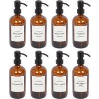 Harbour Housewares Glass Soap Dispensers with Labels - 500ml - White - Pack of 8 in Orange