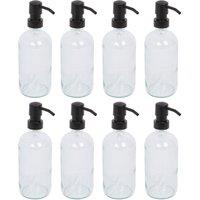 Harbour Housewares 500ml Glass Soap Dispensers - 8x Refillable Hand Wash Bottle with Pump in Clear