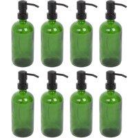 Harbour Housewares 500ml Glass Soap Dispensers - 8x Refillable Hand Wash Bottle with Pump in Green