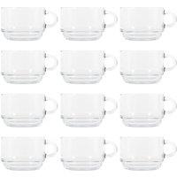 LAV Cozy Stacking Glass Coffee Cups - 270ml - Pack of 12 in Clear