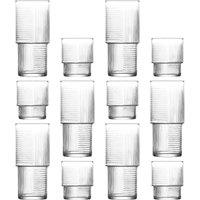 LAV 12pc Helen Stacking Highball Glasses & Tumblers Set in Clear