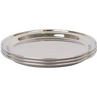 Argon Tableware 40.5cm Stainless Steel Serving Platter - Chrome Dinner Tray - Set of 3 in Silver