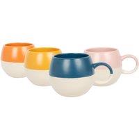 Nicola Spring 340ml Dipped Stoneware Mugs - 4x Sphere Glazed Stoneware Coffee Cups