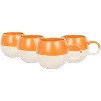 Nicola Spring 340ml Dipped Stoneware Mugs - 4x Sphere Glazed Stoneware Coffee Cups in Orange