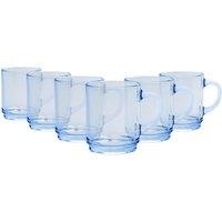 Duralex Versailles Glass Coffee Mugs - 260ml Cups - Pack of 6 in Light Blue