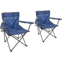 Harbour Housewares Folding Canvas Camping Chairs - Matt Black - Pack of 2 in Navy