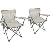 Harbour Housewares Folding Canvas Camping Chairs - Matt Black - Pack of 2 in Beige