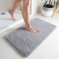 Clarsen Luxury Bath Mat with Non-Slip Backing - 2.5cm Pile, 80 x 50cm in Grey | Size: 80 x 50 cm