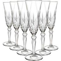 RCR Crystal Melodia Glass Champagne Flutes - 160ml - Pack of 6 in Clear