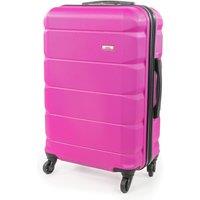 A2B Exodus Pink Hard Sided Hold Suitcase, 4 Wheel Checked Luggage in Bright Pink | Size: Medium