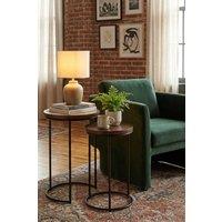 IH Design Giselle Metal & Wood Nest Of 2 Round Table in Walnut