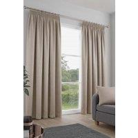 Fusion 'Galaxy' Pair of Light Reducing Thermal Effect Pencil Pleat Curtains in Natural | Size: 229 cm width x 229 cm drop