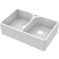 Balterley Fireclay Double Bowl Full Weir Butler Sink Overflow Tap Hole 795mm in White