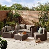 FurnitureboxUK Orlando 4 Seat Modular Outdoor Garden Rattan Sofa in Brown