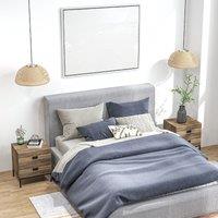 HOMCOM End Table Metal Frame Bed Side Table Storage Drawer Bedroom in Brown