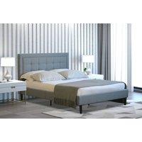 Comfy Living Ltd Fabric Bedframe With Buttoned Headboard in Light Grey | Size: Double