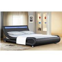 Comfy Living Ltd Italian Style Faux Leather Bedframe With LED Strip in Black | Size: King