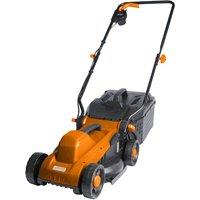 Lazy Tools Electric Lawn Mower 320mm, 3 Heights, 30L Box, 1200W, Folding Handle in Orange