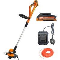 Lazy Tools Cordless Grass Trimmer & Edger 250mm, 1.5kg, Rotating & Tilting in Orange