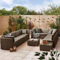 FurnitureboxUK Orlando 10 Seat Modular Outdoor Garden Rattan Sofa in Brown