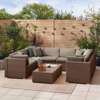 FurnitureboxUK Orlando 8 Seat Modular Outdoor Garden Rattan Sofa in Brown