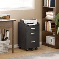 HOMCOM Mobile Filing Cabinet, File Cabinet with 3 Drawers, Black