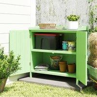 OUTSUNNY Garden Storage Cabinet Potting Bench Table W/ galvanised Top Green in Light Green
