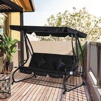OUTSUNNY 2-in-1 Garden Swing Chair for 3 Person w/ Adjustable Canopy Black