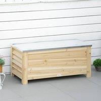 OUTSUNNY 155L Outdoor Storage Box, Wooden Outside Tool organiser Container in Natural