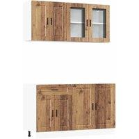 Berkfield Home 4 Piece Kitchen Cabinet Set Kalmar Old Wood Engineered Wood in Brown