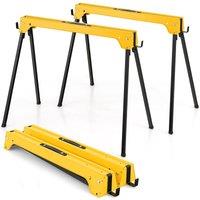 Costway Twin Pack Folding Saw Horse Heavy Duty Sawhorses Compact Power Tools 600 kg in Yellow
