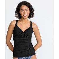 Lands' End Women's V-Neck Wrap Tankini Top in Black | Size: 12