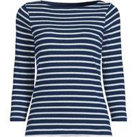 Lands' End Women's Petite Three-Quarter Sleeve Cotton Boatneck Top in Dark Blue | Size: 10-12