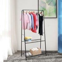 HOMCOM A Shaped Clothes Rack Garment Hanger Stand Hanging Rail 2-tier Shelving Metal in Black