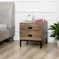 HOMCOM End Table Metal Frame Bed Side Table Storage Drawer Bedroom Coffee in Brown