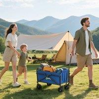 OUTSUNNY 62L Festival Trolley, 60kg Heavy Duty Folding Trolley Cart, Blue
