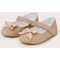 Monsoon Girl's Baby Glitter Bow Walkers Gold | Size: 12-24 m
