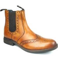 Frank James Men's Chepstow Brogue Leather Chelsea Boots in Tan | Size: 10