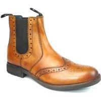 Frank James Men's Chepstow Brogue Leather Chelsea Boots in Tan | Size: 11