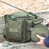 Duncan Stewart Men's Personalised Insulated Fishing Bag & Reel Case Set in Green