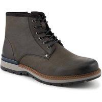 Pavers Men's Wide Fit Leather Lace Boots With Zip Fasten in Dark Olive | Size: 9