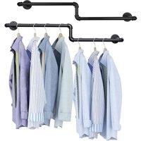 Dprodo Wall Mounted Clothes Rack, 100cm (1 Pack or 2 Packs) in True Black