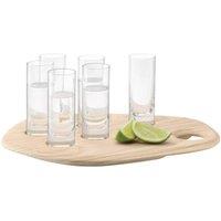 LSA 6-Piece Shot Glass Set with Ash Wood Serving Tray in Clear