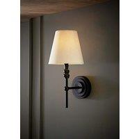 ValueLights Maggie Candlestick Style Wall Light with Linen Tapered Lamp Shade in Black